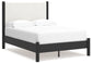 Cadmori Full Upholstered Panel Bed with Mirrored Dresser, Chest and 2 Nightstands