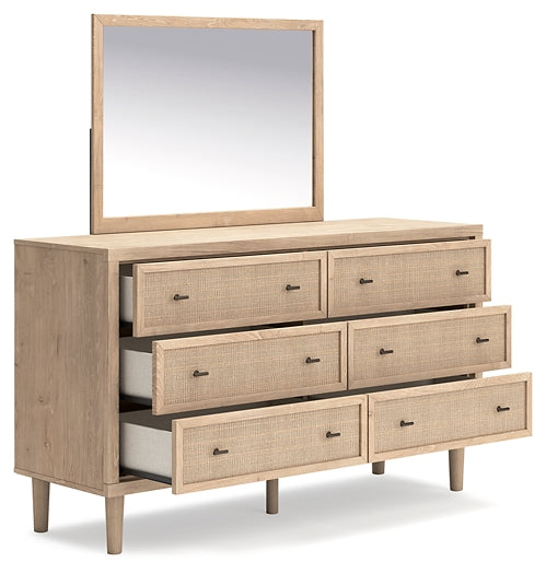 Cielden Full Panel Headboard with Mirrored Dresser