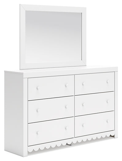 Mollviney Twin Panel Headboard with Mirrored Dresser