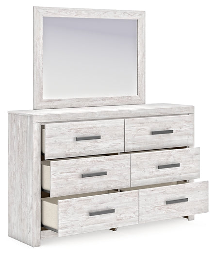 Cayboni Full Panel Bed with Mirrored Dresser and Chest