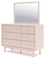 Wistenpine Twin Upholstered Panel Bed with Mirrored Dresser, Chest and Nightstand