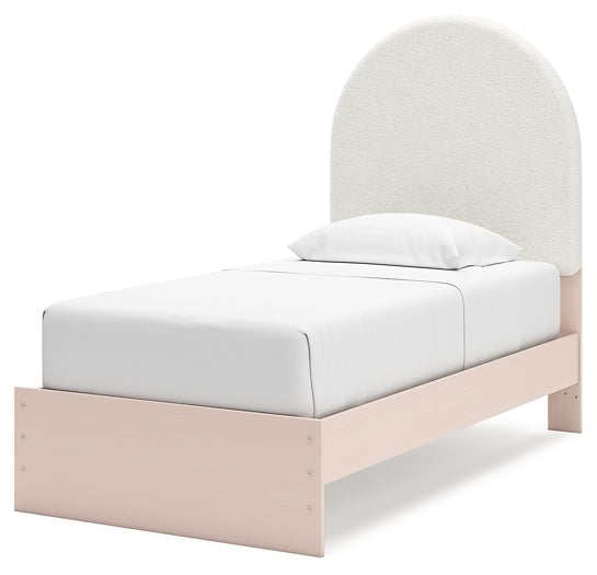 Wistenpine Twin Upholstered Panel Bed with Nightstand