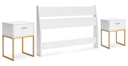 Socalle Full Panel Headboard with 2 Nightstands