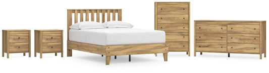 Bermacy Full Platform Panel Bed with Dresser, Chest and 2 Nightstands