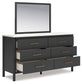 Cadmori Queen Upholstered Bed with Mirrored Dresser and 2 Nightstands