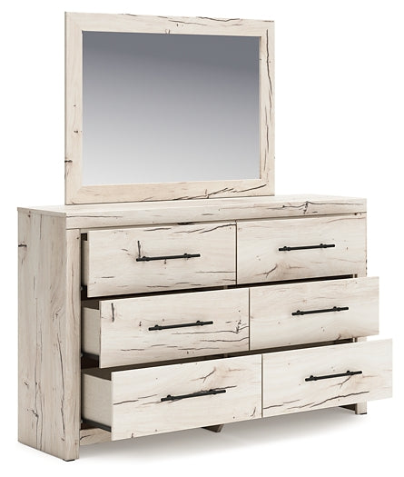 Lawroy Queen Panel Bed with Mirrored Dresser and Nightstand