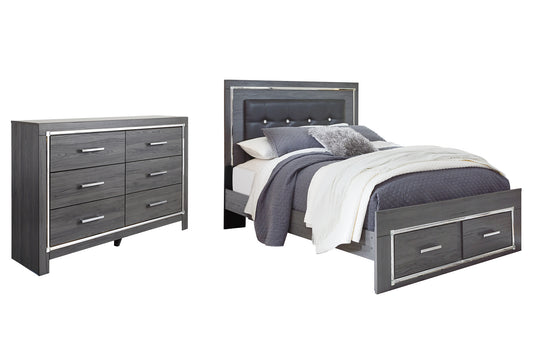 Lodanna Queen Panel Bed with 2 Storage Drawers with Dresser