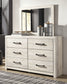 Cambeck King Panel Bed with 2 Storage Drawers with Mirrored Dresser, Chest and Nightstand