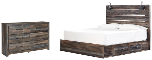 Drystan King Panel Bed with 2 Storage Drawers with Dresser