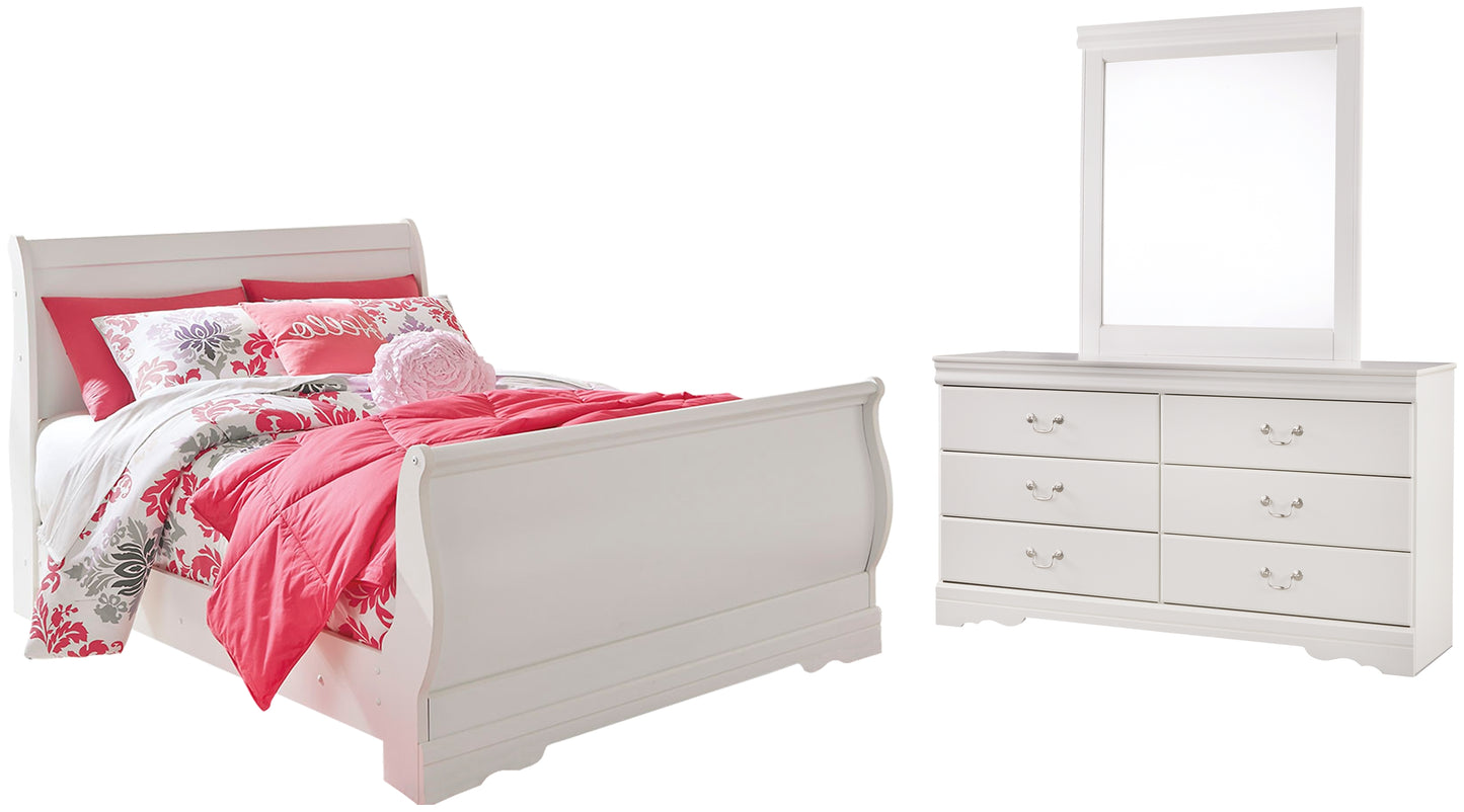 Anarasia Full Sleigh Bed with Mirrored Dresser