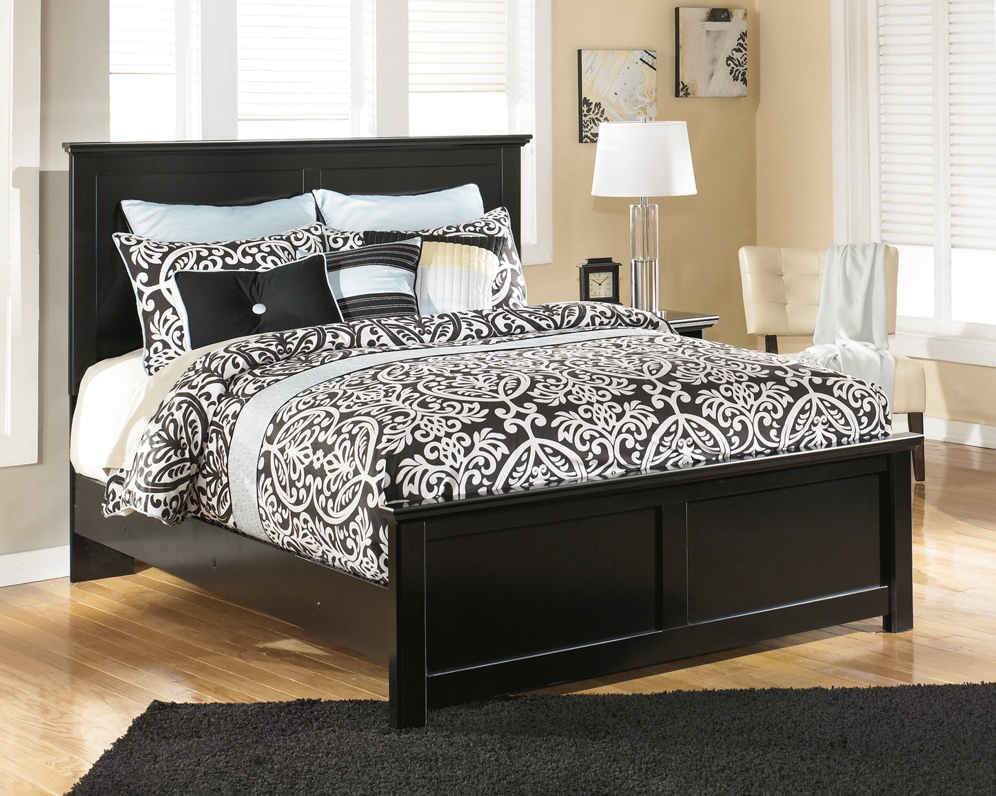 Maribel  Panel Bed With Mirrored Dresser