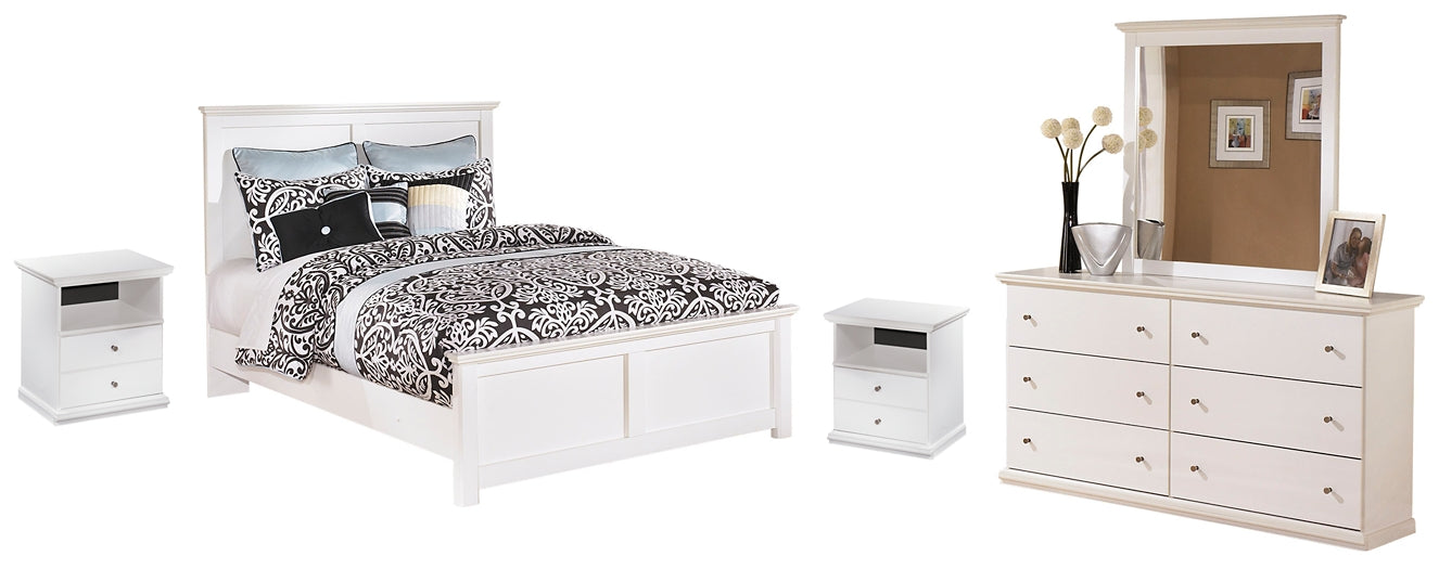 Bostwick Shoals Queen Panel Bed with Mirrored Dresser and 2 Nightstands