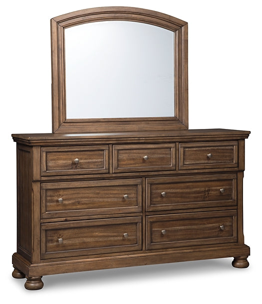 Flynnter  Panel Bed With Mirrored Dresser, Chest And 2 Nightstands