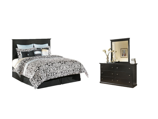 Maribel King/California King Panel Headboard with Mirrored Dresser