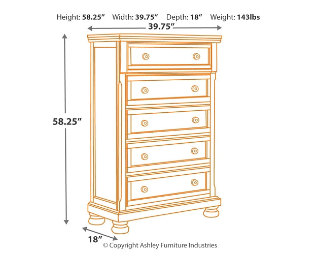 Porter  Panel Bed With Mirrored Dresser And Chest