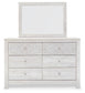 Paxberry King Panel Bed with Mirrored Dresser