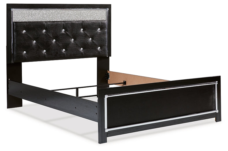 Kaydell Queen Upholstered Panel Bed with Mirrored Dresser