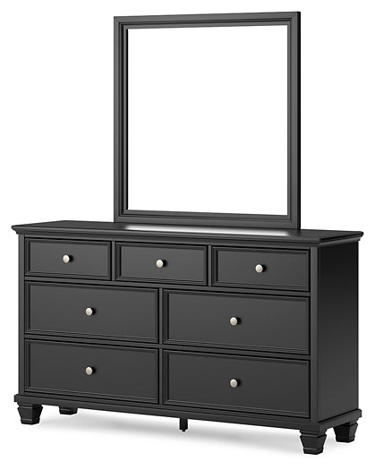 Lanolee Twin Panel Bed with Mirrored Dresser, Chest and 2 Nightstands