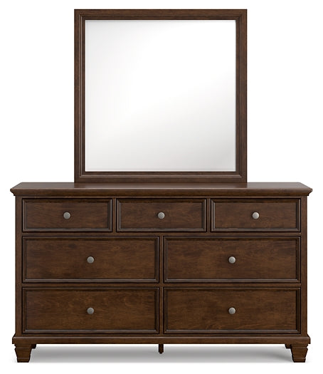 Danabrin Queen Panel Bed with Mirrored Dresser, Chest and 2 Nightstands