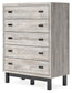 Vessalli King Panel Headboard with Mirrored Dresser, Chest and Nightstand