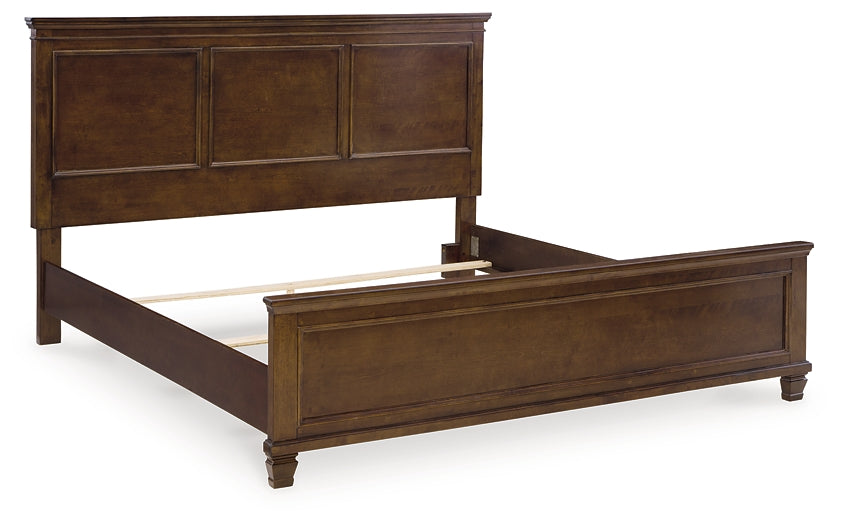 Danabrin King Panel Bed with Mirrored Dresser and Nightstand