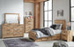 Hyanna Twin Panel Bed with Storage with Mirrored Dresser, Chest and Nightstand