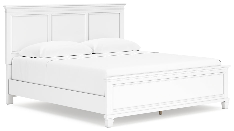 Fortman King Panel Bed with Mirrored Dresser and Nightstand