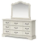 Arlendyne Queen Upholstered Bed with Mirrored Dresser and Nightstand