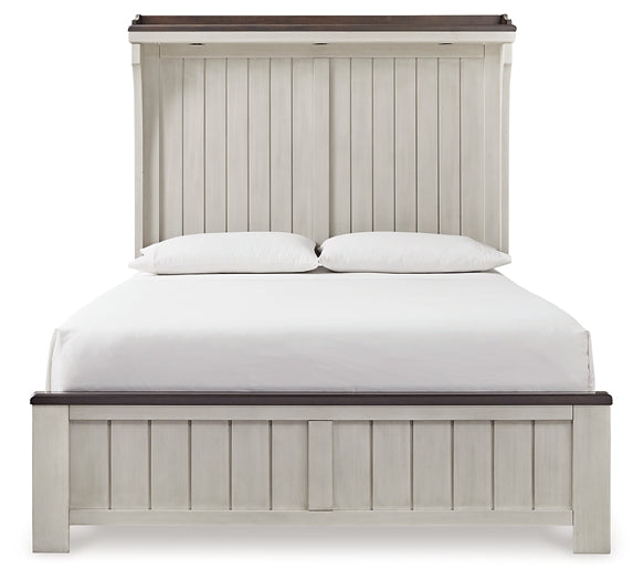 Darborn Queen Panel Bed with Mirrored Dresser and Nightstand