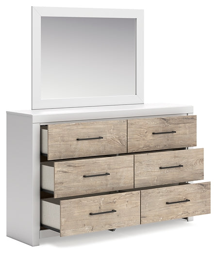 Charbitt Full Panel Bed with Mirrored Dresser